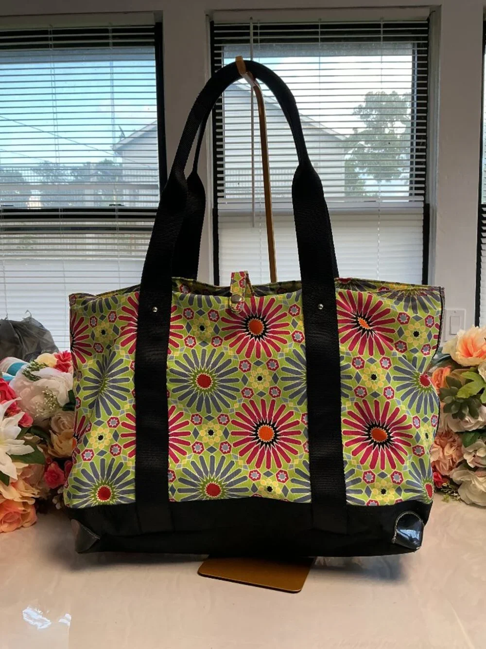 Franco Sarto Multicolor Geometric Floral Large Tote Bag
